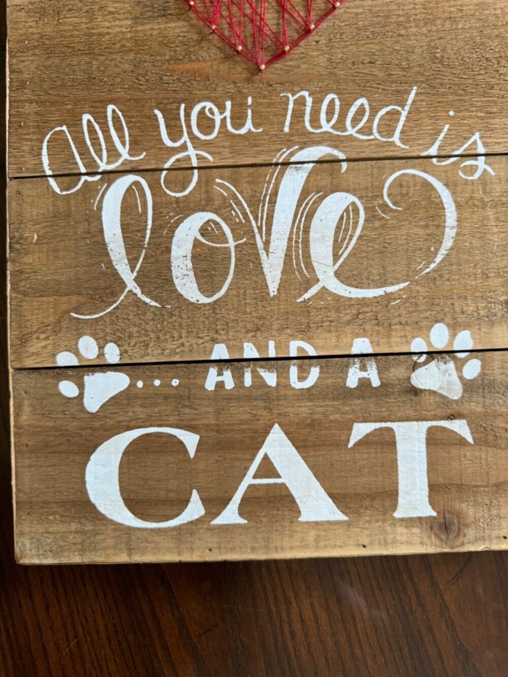 Wooden String Art "All you need is love and a CAT Heart Wall Decor Hanging Art - Picture 2 of 7